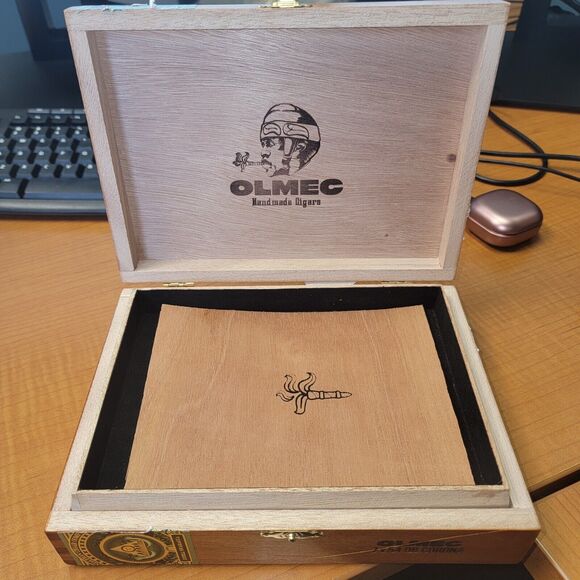 Olmec Empty Wood Cigar Box‎ - Picture 2 of 7